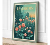 Roses in Le Jardin Vintage Canvas Wall Art Print 30x20 Inch (76 x 51 cm)