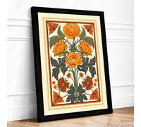 Roses in Manuscript Gold Botanical Framed Wall Art Print A3 (42×29.7cm) Black, Wall Decor for Living Room, Bedroom, Office & Home, Ready to Hang, Art Gift