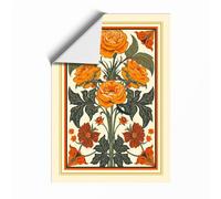 Roses in Manuscript Gold Botanical Unframed Wall Art Print A1 (84.1×59.4cm), Wall Decor for Living Room, Bedroom, Office & Home, Art Gift