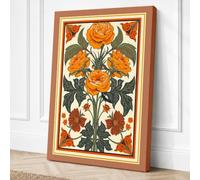Roses in Manuscript Gold Canvas Wall Art Print 18x12 Inch