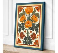 Roses in Manuscript Gold Canvas Wall Art Print 30x20 Inch