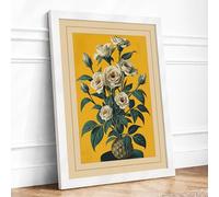 Roses in Ornate Vase Botanical Framed Wall Art Print A4 (29.7×21cm) White, Wall Decor for Living Room, Bedroom, Office & Home, Ready to Hang, Art Gift