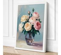 Roses in Soft Light Botanical Canvas Wall Art Print 30x20 Inch (76 x 51 cm)