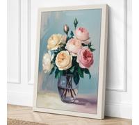 Roses in Soft Light Botanical Canvas Wall Art Print 36x24 Inch (91 x 61 cm)