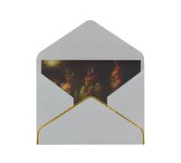 Roses In The Yard Elegant Greeting Card â€“ Premium Pearl Paper Holiday & Birthday Card With Gold Trim â€“ Blank Inside For Personal Message