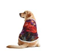 Roses Irises Glow Print Dog T-Shirt - Casual Summer Pet Top Lightweight Dog Clothes Apparel for Medium Large Dogs