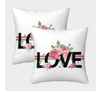 Roses Love Design-Floral Romantic Style Pillow Covers 2 Pack Cozy Pillowcase Art Cushion Cover with Zipper Decorative for Couch Livingroom 40x40cm