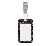 Roses-Lush-Green-Leaves Abs Vertical Id Badge Holder, Name Badge with Clear Scanning Film