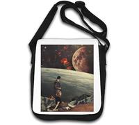 Roses of Outer Space Trippy Earth and Moon Vintage Poster Shoulder Bag White
