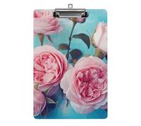 Roses on Blue Background Clipboard Retractable Hanging Tab Clip Board Plastic Clipboard Nursing Clipboards Nurse, Doctor, Cute Design for Standard Size 12.5 X 8.5Inch