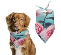 Roses on Blue Background Easter Dog Bandanas for Small Medium Large Dogs,Cat Dogs,Pet Scarf - Polyester Cute Bibs.Triangle Pet Scarf for Puppy Pet,Personalized Birthday/Party Fun Idea Gift