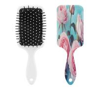 Roses on Blue Background Massage Comb for Men And Women,Hair Brush for Long, Short,Thin,Curly,Straight,or Wavy,Air Cushion Comb with Handle Gift for Women
