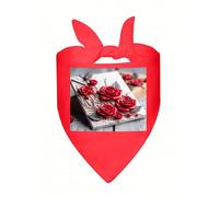 Roses on Wooden Board Dog Bandana Cute Soft Triangle Bibs Washable Kerchief Adjustable Dog Scarf Puppy Neckerchief Stylish Handkerchief Pet Bandana Pet Scarfs for Small Dogs Cat Pet Red-Style