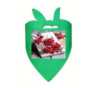 Roses on Wooden Board Dog Bandana Cute Soft Triangle Bibs Washable Kerchief Adjustable Dog Scarf Puppy Neckerchief Stylish Handkerchief Pet Bandana Pet Scarfs for Small Dogs Cat Pet Green-Style