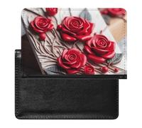 Roses on Wooden Board Passport Holder & Travel Wallet Passport Cover Protector Essentials with Credit Card Slots