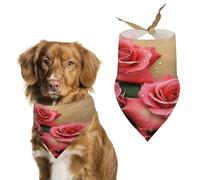 Roses Pet Scarf Adjustable Pet Accessories Triangular Scarf Washable Floral Print Puppy Bib Bandana Stylish Comfortable Cat Scarves for Holiday Scarfs