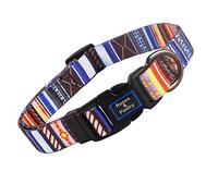 Roses&Poetry Dog Collar With Colourful Stripe Patterns,Adjustable Durable Puppy Collars for Small Medium Large Dogs（Stripe-L）