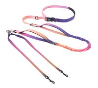 Roses&Poetry Hands Free Double Dog Leash for Two Dogs, 9-11ft Adjustable Bungee Walking Waist Lead, Dual Dogs Leash with Tangle-Free Swivel for Medium Large Dog Heavy Duty Running(Mistyrose)