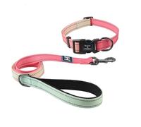 Roses&Poetry Pink Small Dog Collar and Leash Set, Reflective Puppy Leash and Collar Sets, Adjustable Durable Collars with Leashes for Puppies Dogs Girl (Pink Gradient-M)