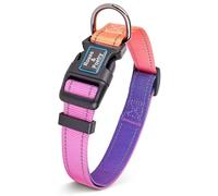 Roses&Poetry Reflective Dog Collar With Gradient Mistyrose,Adjustable Durable Pet Collars for Small Medium Large Dogs （Mistyrose-L)