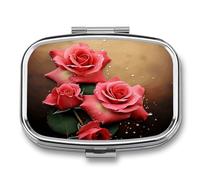 Roses Weekly AM/PM Pill Organizer.Waterproof Portable Compact Travel Pill Organizers.Small Pill Box for Medicine Holder for Vitamins Medication.