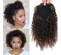 ROSESSEA Afro Ponytail Extension - American Curly Short Hair in Afro Ponytail - American (12" 1B/33#)