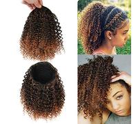 ROSESSEA Afro Ponytail Extension - American Curly Short Hair in Afro Ponytail - American (30cm, 1B/30#)