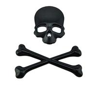 ROSETOR 1 Pcs 3D Skull Bone Emblem Metal Decal Crossbones Metal Skeleton Sticker for Car ,Vehicle Bike ,Motorcycle(Black)