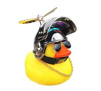 ROSETOR 1Pc Bike Horn Cute Bicycle Lights Bell, Rubber Duck Toy Car Ornaments Yellow Duck Car Dashboard Decorations for Adults, Kids, Men,Women (Bright black)