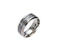 ROSETOR 1pc Stainless Steel Ring for Men League of Legends titanium steel luminous ring (US 8 size, Silver lettering, silver background)