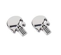 ROSETOR 2 Pcs 3D Metal Decal Skull Punisher Motorcycle Vehicle Sticker(Silver)