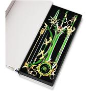 ROSETOR Genshin impact keychain metal keychain cartoon keychain ring Engulfing Lightning with Bracket (Primordial Jade Winged-Spear Suit), One Size