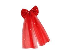 Rosette Bow Veil Bowknot Hair Comb Jewelry Bridal Modern Headdress Blingbling Wedding Party Glittering Bowknot Veil Bridal Headpiece with Pearls for Wedding Pageant Prom Party