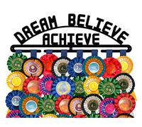 Rosette Holder Display | DREAM BELIEVE ACHIEVE | Metal | Wall Mounted Horse Show Rosette Hanger