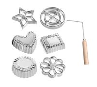Rosette Iron Set Maker Mold with Handle Waffle Timbale Molds 6 Pcs Set,6Pcs Set