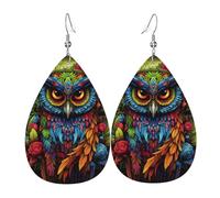 Rosette Owl Teardrop Leather Earrings, Women'S Accessories, Versatile Earrings Suitable For Commuting And Travel.