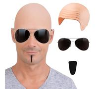 Rosevale Mr. Worldwide Costume Set for Men - Pitbull Accessory Kit with Bald Cap, Sunglasses & Goatee - Funny Celebrity Costume Accessory Kit for Parties, Events & Group Themes