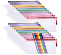 RosewineC 20 Pcs Clear Pencil Case, Plastic Pen Pencil Bag Zipper Mesh Pouch Back to School Supplies Waterproof Travel Storage Pouch for School Office Supplies Bills Make up Cosmetics Bags