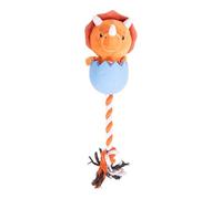 Rosewood 3-In-1 Triceratops Dog Toy - Plush, Rope & Rubber Interactive Dog Toy with Squeaker - Durable Chew, Tug & Fetch Toy for Small, Medium and Large Dogs