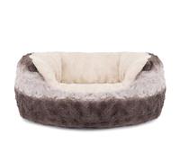 Rosewood 40 Winks Grey & Cream Snuggle Plush Oval Dog Bed, 25”