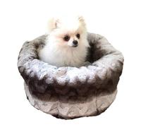 Rosewood 40 Winks Grey & Cream Snuggle Plush Round Bed, For Dogs & Cats, 40cm