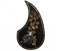 Rosewood Abalone Inlay Acoustic Guitar Pickguard Compatible with Martin OM & Most 36-40 Inch Guitars, Self-Adhesive Anti-Scratch Plate with 3M Backing, Elegant Decorative Guard (SN01)
