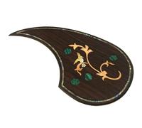 Rosewood Abalone Inlay Acoustic Guitar Pickguard Compatible with Martin OM & Most 36-40 Inch Guitars, Self-Adhesive Anti-Scratch Plate with 3M Backing, Elegant Decorative Guard (SN04)