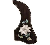 Rosewood Acoustic Guitar Pickguard with Abalone Inlay - Self-Adhesive 3M Backing, Universal Fit for Most 36-40″ Acoustic Guitars (Replacement Scratch Plate) (SN02)