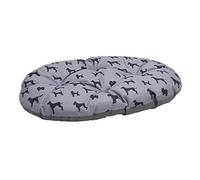 Rosewood All Seasons Oval Dog Mattress - Large, 81cm - Reversible Dog Print & Grey Linen Effect - Comfortable Washable Pet Bed Cushion for Dogs - Dual-Sided Design for Year-Round Use