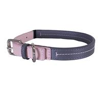 Rosewood Baby pink & grey leather dog collar 18-22", L