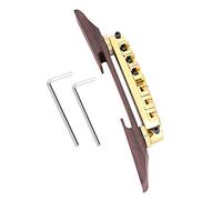 Rosewood Base Roller Bridge for 6 String LP SG Jazz Guitar, Adjustable Height with Wrench, String Saver Roller Design, Replacement Bridge with Gold Black Silver Options (Gold)