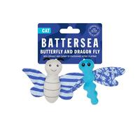 Rosewood Battersea Butterfly and Dragonfly Duo Cat Toys, Catnip Toys, 2PC Cat Toys with Battersea Prints, Crinkle and Plush Toys for Cats, Blue