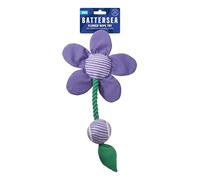 Rosewood Battersea Flower Rope Toy For Dogs, Outdoor Dog Toy With Rope and Tennis Ball, Multi-Textured Large Dog Toy With Crinkle Petals, Purple, 45cm Long