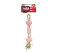 Rosewood BBQ Flavour Rubber & Rope Dog Bone Pink